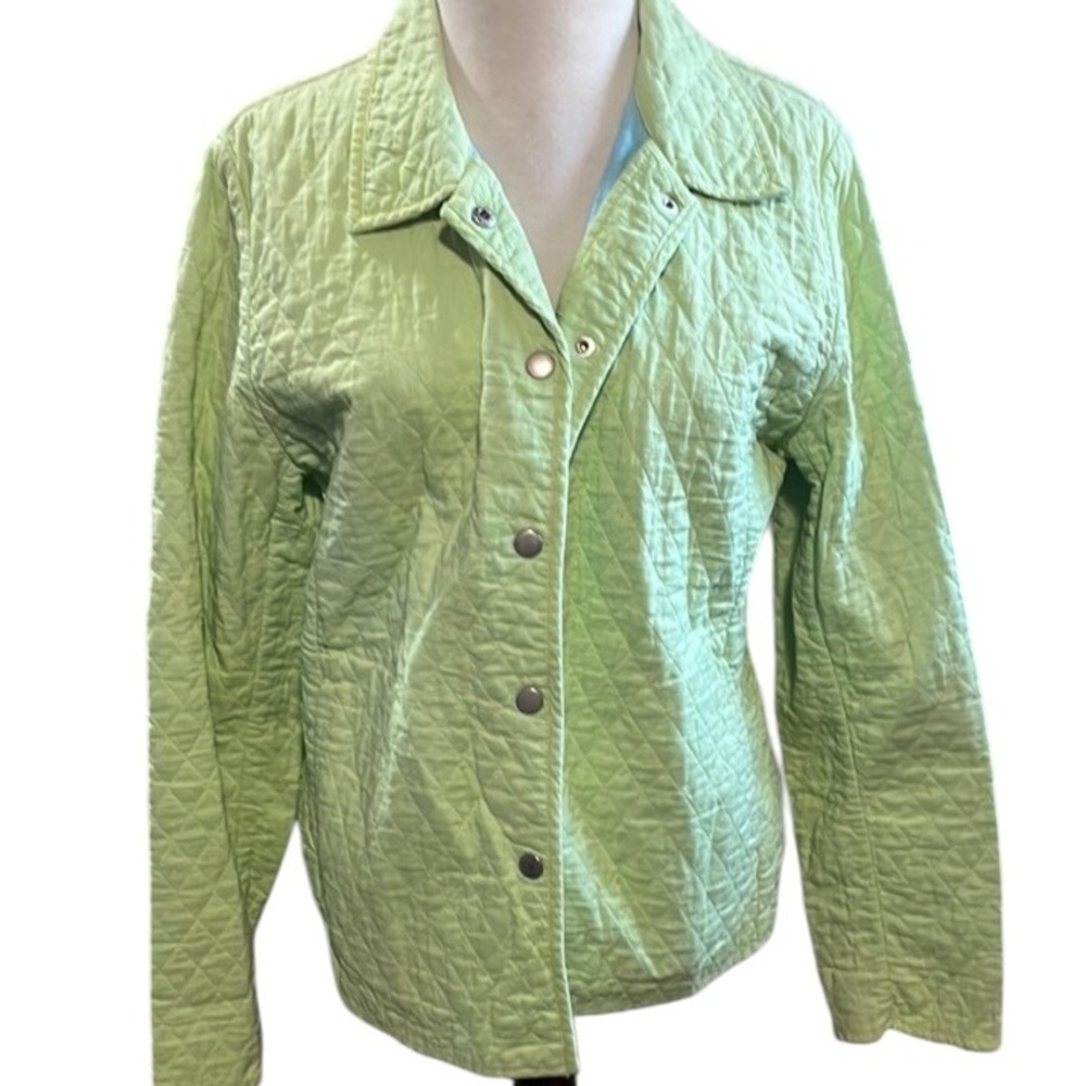White Stag Jacket Quilted Lime Green with Blue Lining Ladies Medium